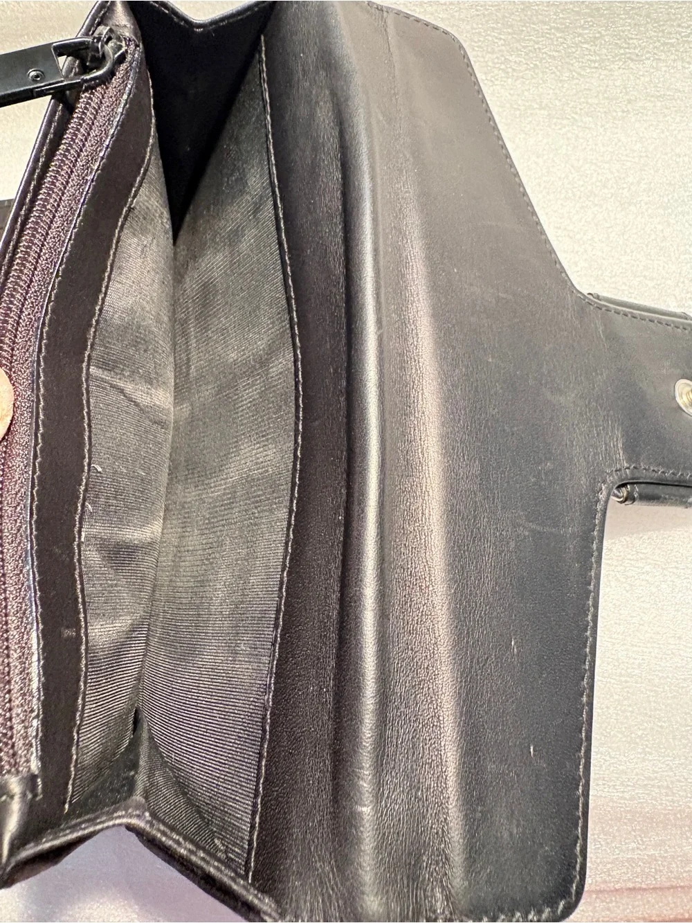 Authentic Ferragamo Vara Black Canvas Leather Long Wallet COA
